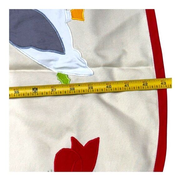 Vintage Christmas Goose & Bear Cottage Retro Tree Skirt 43” Round Cotton READ - Picture 13 of 13